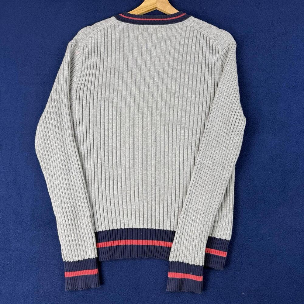 Brooks Brothers 346 Supima Cotton Sweater Mens M Gray V-Neck Stripe Ivy Preppy - Picture 3 of 8